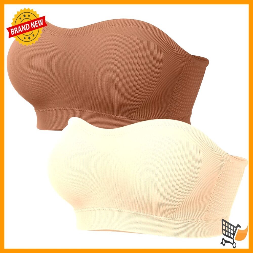 Push Up Strapless Bandeau Bra Wireless Padded Supportive Non Slip
